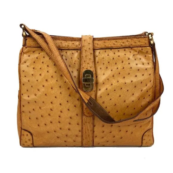 Vintage Mark Cross Tan Ostrich Shoulder Bag c1960s - Picture 2 of 12